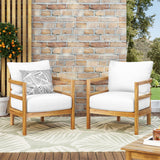 2pcs Acacia Wood Dining Chair Outdoor Club Chair with Water-Resistant Cushions, Patio Armchair