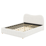 Queen Size Upholstered Platform Bed Frame with Soft Padded Headboard