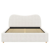 Queen Size Upholstered Platform Bed Frame with Soft Padded Headboard