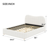 Queen Size Upholstered Platform Bed Frame with Soft Padded Headboard