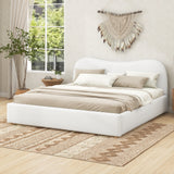 Queen Size Upholstered Platform Bed Frame with Soft Padded Headboard