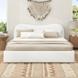 Queen Size Upholstered Platform Bed Frame with Soft Padded Headboard