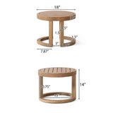5pcs Outdoor Conversation Set with Soft Cushions, Acacia Wood Patio Furniture Set with Coffee Table & End Table, Brown+Beige