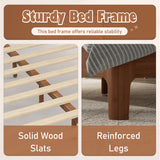 Full Size Platform Bed Frame Bamboo Bed with High Headboard, Brown