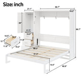 Queen Size Murphy Bed Space-Saving Wall Bed Storage Bed Folding Bed with Wardrobe & Drawers
