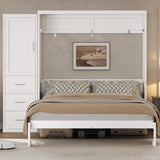 Queen Size Murphy Bed Space-Saving Wall Bed Storage Bed Folding Bed with Wardrobe & Drawers