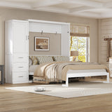 Queen Size Murphy Bed Space-Saving Wall Bed Storage Bed Folding Bed with Wardrobe & Drawers