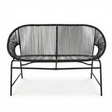 Outdoor Loveseat Patio Accent Chair Rattan Armchair Leisure Chair with Weather-Resistant Frame