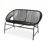 Outdoor Loveseat Patio Accent Chair Rattan Armchair Leisure Chair with Weather-Resistant Frame