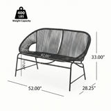 Outdoor Loveseat Patio Accent Chair Rattan Armchair Leisure Chair with Weather-Resistant Frame