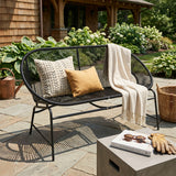 Outdoor Loveseat Patio Accent Chair Rattan Armchair Leisure Chair with Weather-Resistant Frame