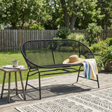 Outdoor Loveseat Patio Accent Chair Rattan Armchair Leisure Chair with Weather-Resistant Frame