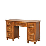 Makeup Vanity Desk Solid Pine Wood Vanity Table Vintage Dressing Table with Mirror & Drawers