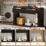 Entryway Console Table Oval Fluted Sofa Side Table Display Stand Accent Table with 2 Drawers & Bottom Shelf
