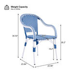 Set of 2 Patio Dining Chairs with Aluminum Frame, Weather Resistant PP Rattan Armchairs for Garden, Backyard, Cafe