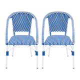 Set of 2 Patio Dining Chairs with Aluminum Frame, Weather Resistant PP Rattan Armchairs for Garden, Backyard, Cafe