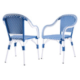 Set of 2 Patio Dining Chairs with Aluminum Frame, Weather Resistant PP Rattan Armchairs for Garden, Backyard, Cafe