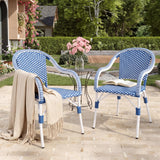 Set of 2 Patio Dining Chairs with Aluminum Frame, Weather Resistant PP Rattan Armchairs for Garden, Backyard, Cafe