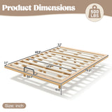 Full Size Platform Bed Frame Floating Bamboo Bed Low-Profile Bed, Natural