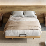 Full Size Platform Bed Frame Floating Bamboo Bed Low-Profile Bed, Natural