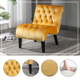 Ergonomic Accent Chair Velvet Upholstered Armless Chair Tufted Leisure Sofa Chair