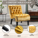 Ergonomic Accent Chair Velvet Upholstered Armless Chair Tufted Leisure Sofa Chair