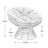 360° Swivel Accent Chair Ergonomic Wicker Papasan Chair Leisure Chair with Soft Cushion