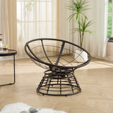 360° Swivel Accent Chair Ergonomic Wicker Papasan Chair Leisure Chair with Soft Cushion