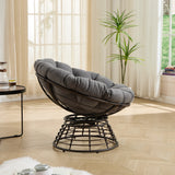 360° Swivel Accent Chair Ergonomic Wicker Papasan Chair Leisure Chair with Soft Cushion