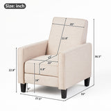 Recliner Accent Chair Upholstered Armchair Leisure Sofa Lounge Chair with Adjustable Backrest, Light Beige