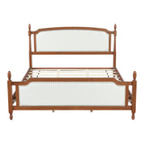 King Size Classic Upholstered Platform Bed Frame with Curved Headboard & Footboard, Four Poster Bed with Nailhead Trim, Walnut
