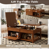 Lift-Top Coffee Table Storage Cocktail Table Center Table Sofa Side Table with Hidden Compartment & Adjustable Desktop