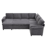 Convertible Sofa Bed Pull Out Sleeper Sofa U-shaped Sectional Sofa with Reversible Chaise, USB Ports & Storage