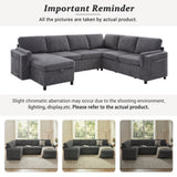 Convertible Sofa Bed Pull Out Sleeper Sofa U-shaped Sectional Sofa with Reversible Chaise, USB Ports & Storage