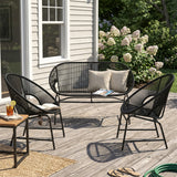 3pcs Patio Chair Set Outdoor Conversation Chat Set Garden Seating Group with Weather-resistant Rattan & Iron Frame