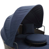 Outdoor Chaise Lounge Patio Daybed Canopy Sofa Bed Seating Set with Cushion & Lift Coffee Table