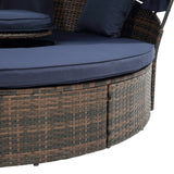 Outdoor Chaise Lounge Patio Daybed Canopy Sofa Bed Seating Set with Cushion & Lift Coffee Table