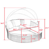 Outdoor Chaise Lounge Patio Daybed Canopy Sofa Bed Seating Set with Cushion & Lift Coffee Table