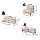 Outdoor 4-Piece Patio Conversation Set, Acacia Wood Sofa Set with Beige Cushions & Bench for Garden, Backyard & Balcony