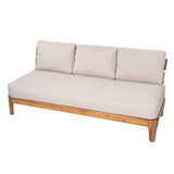 Outdoor 4-Piece Patio Conversation Set, Acacia Wood Sofa Set with Beige Cushions & Bench for Garden, Backyard & Balcony