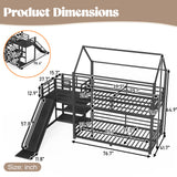 Twin Metal House Bunk Bed with Storage Stairs and Slide, Heavy-Duty Bed Frame with Safety Rails