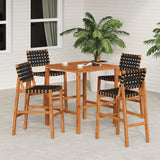 3pcs Patio Dining Set Outdoor Bar Set with Ergonomic Breathable Rope Chair & Dining Table