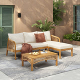 L-Shape Patio Sectional Sofa Set Outdoor Conversation Chat Set Garden Seating Group with Coffee Table & Soft Cushion