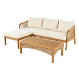 L-Shape Patio Sectional Sofa Set Outdoor Conversation Chat Set Garden Seating Group with Coffee Table & Soft Cushion