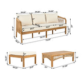 L-Shape Patio Sectional Sofa Set Outdoor Conversation Chat Set Garden Seating Group with Coffee Table & Soft Cushion