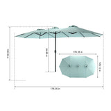 14.8 Ft Double Sided Rectangular Patio Umbrella with Crank Lift for Backyard, Poolside, Waterproof UV Resistant