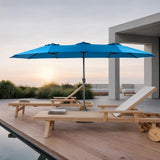 14.8 Ft Double Sided Rectangular Patio Umbrella with Crank Lift for Backyard, Poolside, Waterproof UV Resistant