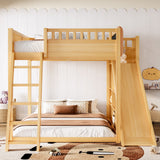 Full Loft Bed with Upholstered Headboard, Playhouse Loft Bed Frame with Slide & Storage Shelves