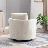 360° Swivel Accent Chair Upholstered Club Chair Round Single Sofa Chair Leisure Arm Chair, Beige