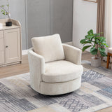 360° Swivel Accent Chair Upholstered Club Chair Round Single Sofa Chair Leisure Arm Chair, Beige